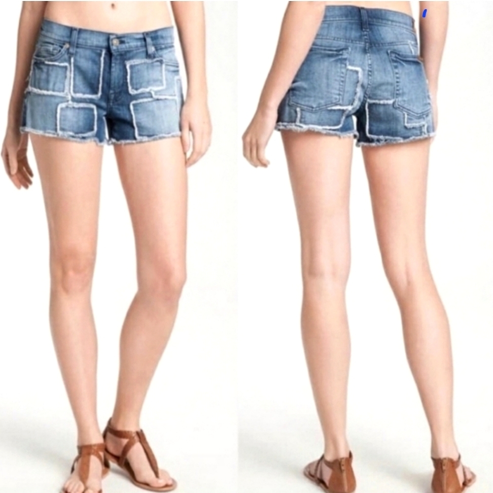 New 7 For All Mankind Patchwork Boho Cutoff Short… - image 1